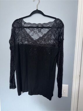 Black Lace Long Sleeve Top by Oliver.o